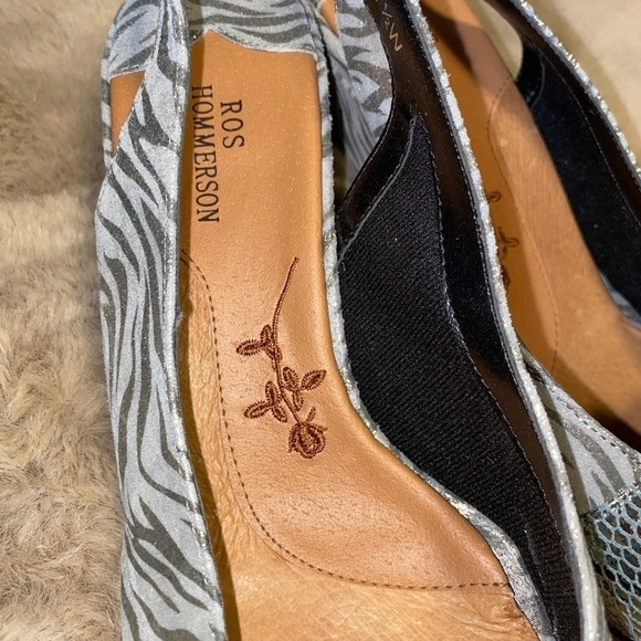 EUC ros hommerson shiny sparkle beaded grey zebra print comfort heels 7.5 - Picture 4 of 8